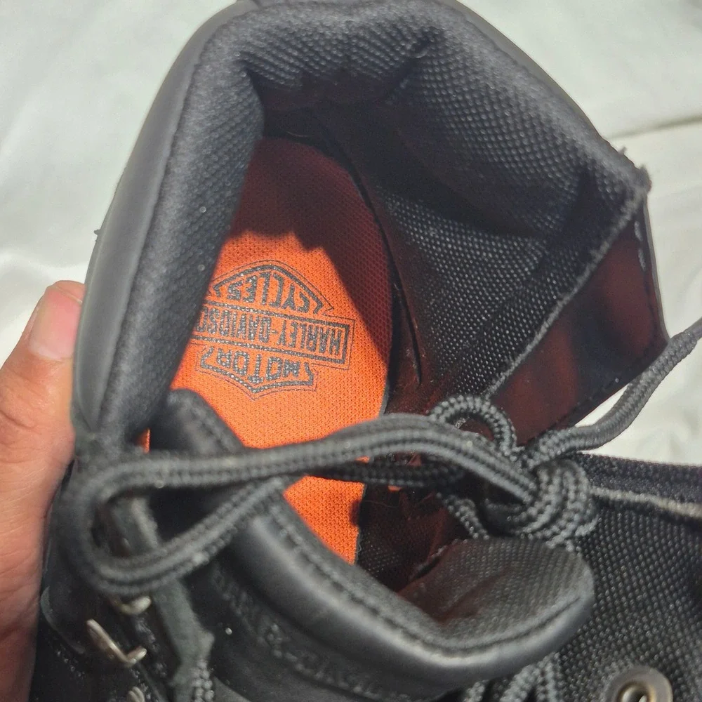 Harley-Davidson Mens D96098 Black Leather Side Zip Motorcycle Boots Size 8.5 M